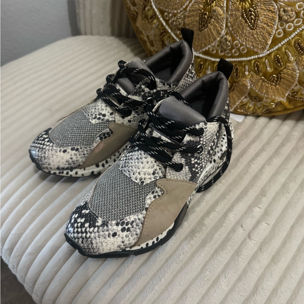 Steve Madden Snakeskin Sneakers - Black, Gray, Tan